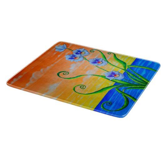 Planche À Découper Coucher de soleil sur l'orchidée (Coin)
