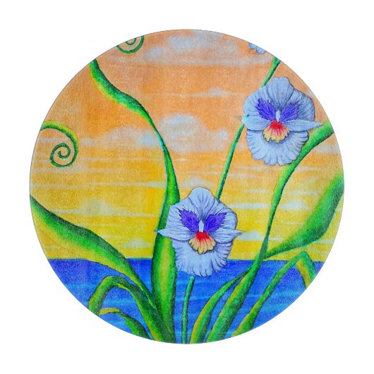 Planche À Découper Coucher de soleil sur l'orchidée (Devant)