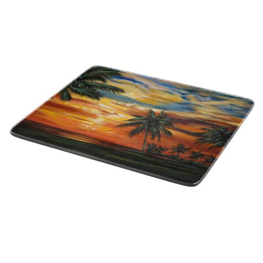 Planche À Découper Coucher de soleil tropical étonnant (Coin)