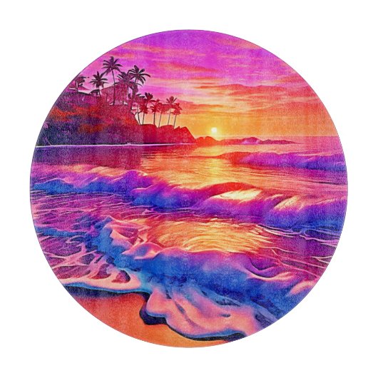Planche À Découper Coucher de soleil tropical : Plage d'art (Devant)