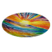 Planche À Découper Coucher de soleil vibrant sur la réflexion de l'ea (Coin)