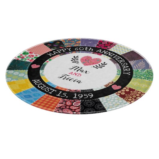 Planche À Découper Couilet de Patchwork, 60e anniversaire personnalis (Coin)