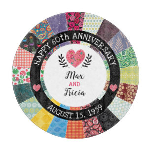 Planche À Découper Couilet de Patchwork, 60e anniversaire personnalis