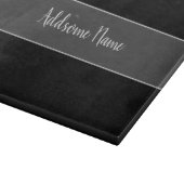 Planche À Découper Couleur solide Moderne Noir de base Monogramme (Coin)