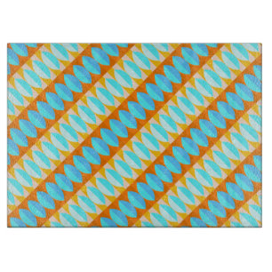 Planche À Découper Couleur Turquoise Bleu Orange Jaune Motif