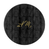 Planche À Découper Couleurs d'or noir Monogramme Calligraphie initial (Devant)