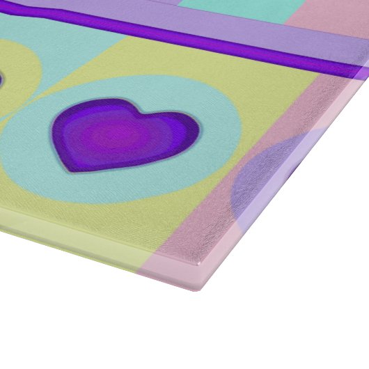 Planche À Découper Couleurs pastel & coeurs violets battre (Coin)