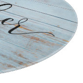 Planche À Découper Country Blue Farmhouse Script Bois rustique (Coin)