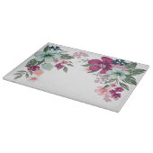 Planche À Découper Coupe de verre Fleur tropicale sur blanc (Coin)