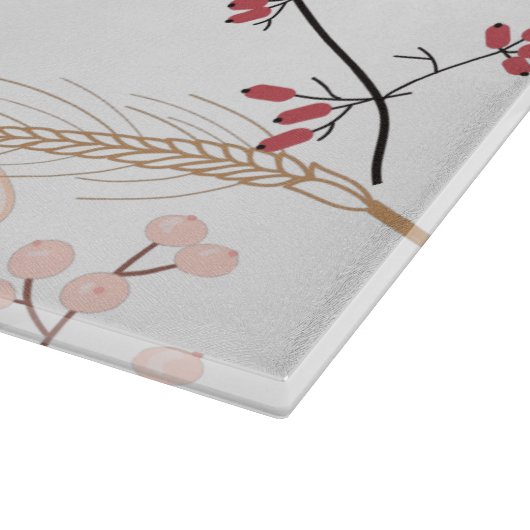 Planche À Découper Coupe de verre Fleurs florales blanches sur blanc (Coin)