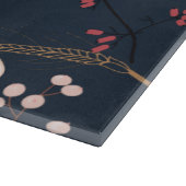 Planche À Découper Coupe de verre Fleurs florales blanches sur bleu f (Coin)