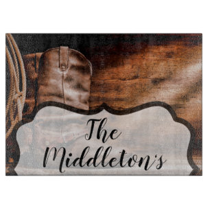 Planche À Découper Coupe de verre personnalisée Bottes de cowboy Bois