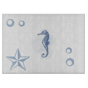 Planche À Découper Coupe de verre personnalisée Seahorse Ocean Beach