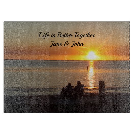 Planche À Découper Couple Assis Sur Florida Beach Cutboard (Devant)