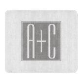 Planche À Découper Couples chics Initails | blanc et gris (Devant)