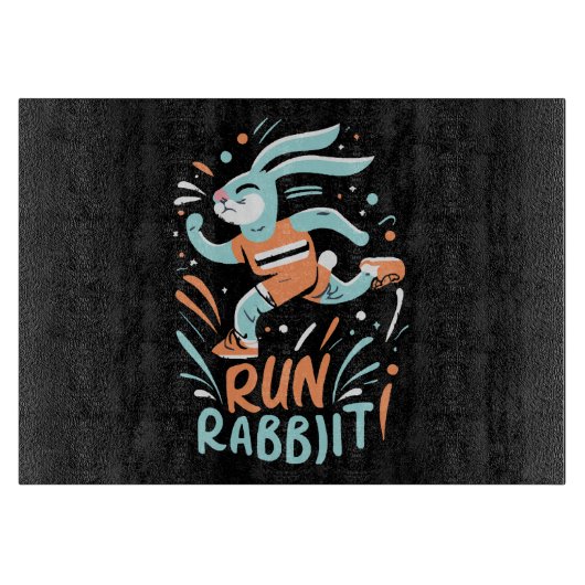 Planche À Découper courir lapin marathon coureur lapin mignon (Devant)
