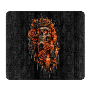 Planche À Découper Couronne de crâne gothique Halloween Roses sombres