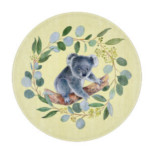 Planche À Découper Couronne de koala et d'eucalyptus à l'aquarelle 