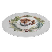 Planche À Découper Couronne de Noël Brittany Spaniel Chien festif (Coin)