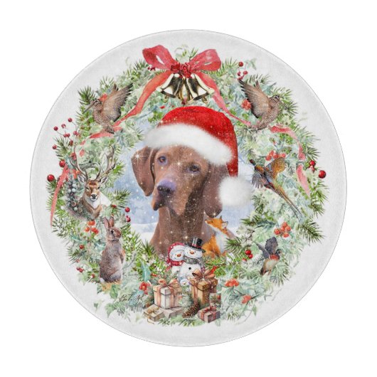 Planche À Découper Couronne de Noël de Vizsla en Hongrie (Devant)