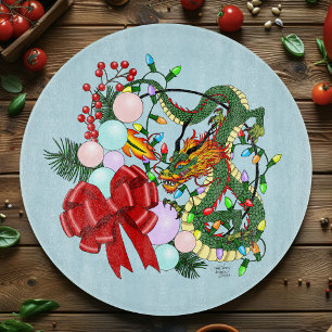 Planche À Découper Couronne de Noël Dragon Chinois Fantastique