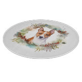 Planche À Découper Couronne de Noël festive de Basenji (Coin)