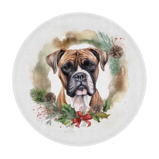 Planche À Découper Couronne de Noël festive de Boxer (Devant)