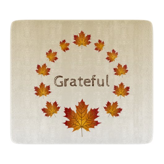 Planche À Découper Couronne de Thanksgiving Grateful Simple Feuilles (Devant)
