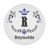 Planche À Découper Couronne Wreath Monogramme 'R' Personnalisé (Devant)
