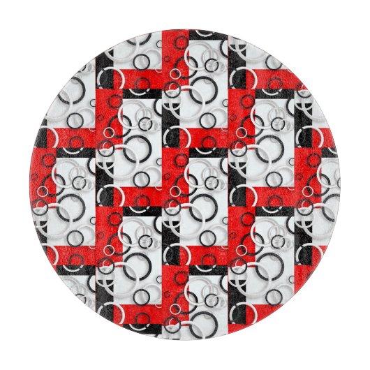 Planche À Découper Couverture Sherpa Cercles Rouge Noir (Devant)