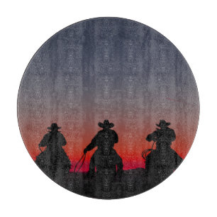 Planche À Découper cowboy au coucher du soleil