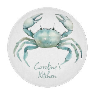 Planche À Découper Crabe aquarelle côtier personnalisé