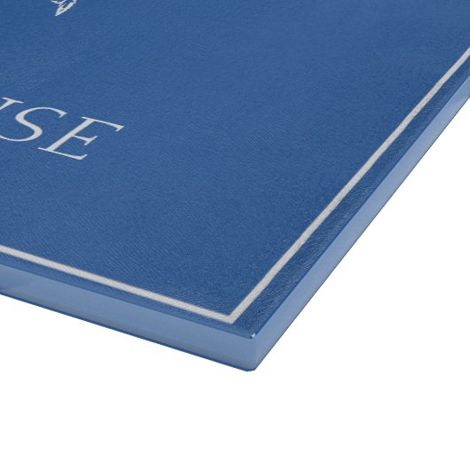 Planche À Découper Crabe blanc côtier sur bleu classique Personnalisé (Coin)