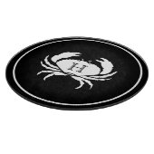 Planche À Découper CRABE BLANC sur RAYURES MODERNES NOIR (Coin)