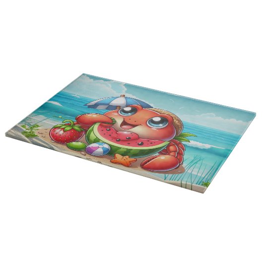 Planche À Découper Crabe de pastèque de plage mignonne (Coin)
