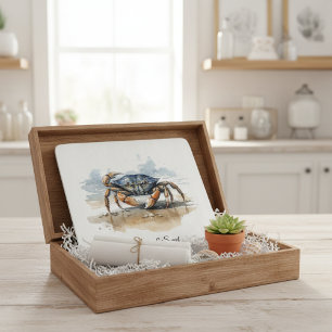 Planche À Découper Crabe de plage à l'aquarelle, personnalisé