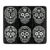 Planche À Découper Crâne à sucre noir et blanc (Devant)