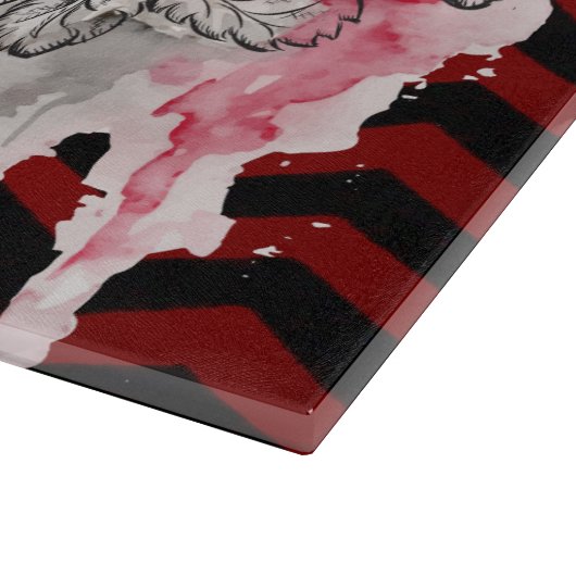 Planche À Découper Crâne de coupe de verre Rose gothique Chevron roug (Coin)