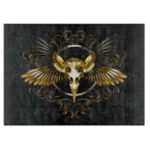 Planche À Découper Crâne d'oiseaux dorés sur arrière - plan noir (Devant)