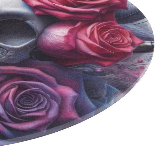 Planche À Découper Crâne entouré de Roses dynamiques (Coin)