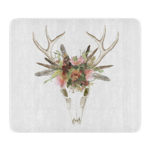 Planche À Découper Crâne et fleurs de cerfs