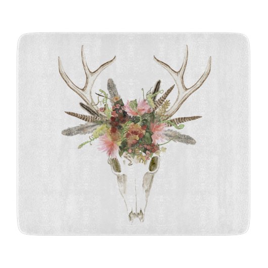 Planche À Découper Crâne et fleurs de cerfs (Devant)
