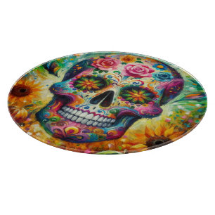 Planche À Découper Crâne sucre Dia De Los Muertos Jour des Morts