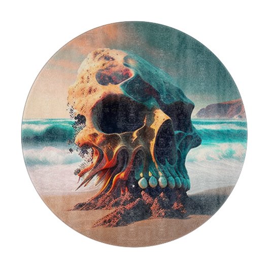 Planche À Découper Crâne sur la plage (Devant)