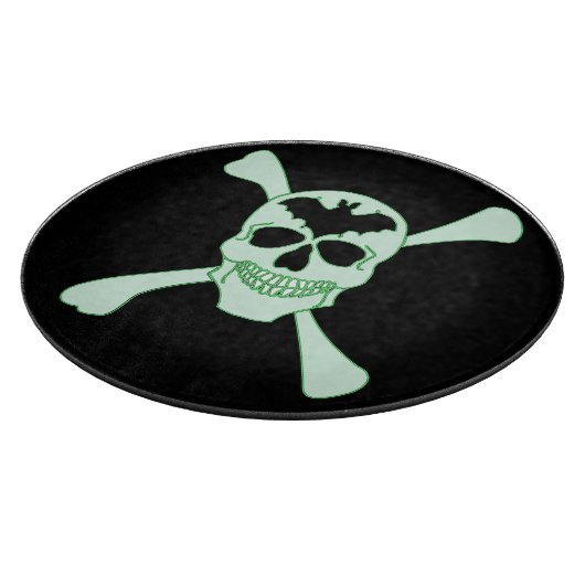 Planche À Découper Crâne Vert Et Crossbones Coupe (Coin)