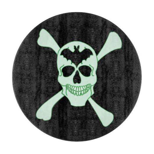 Planche À Découper Crâne Vert Et Crossbones Coupe (Devant)