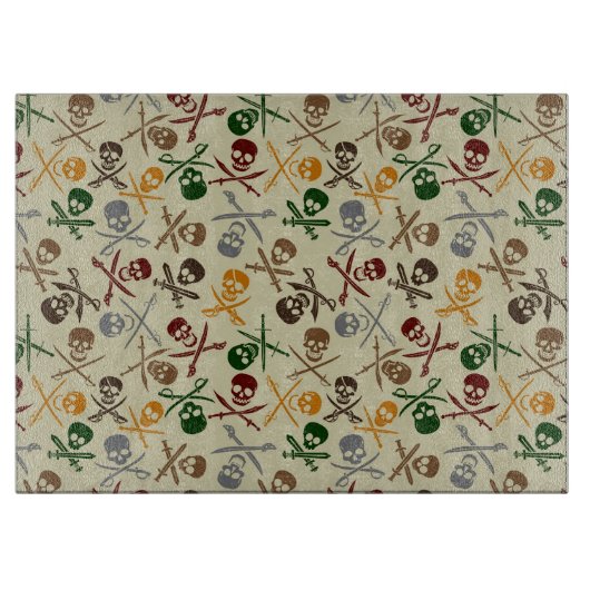 Planche À Découper Crânes de pirate avec les épées croisées (Devant)