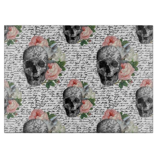 Planche À Découper Crânes et roses roses (Devant)
