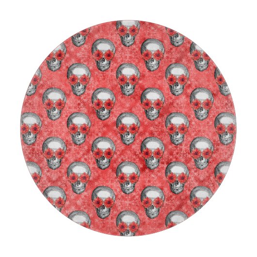 Planche À Découper Crânes rouges et série Tournesol Design 13  (Devant)
