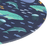 Planche À Découper Créatures marines : baleines, méduses motif. (Coin)